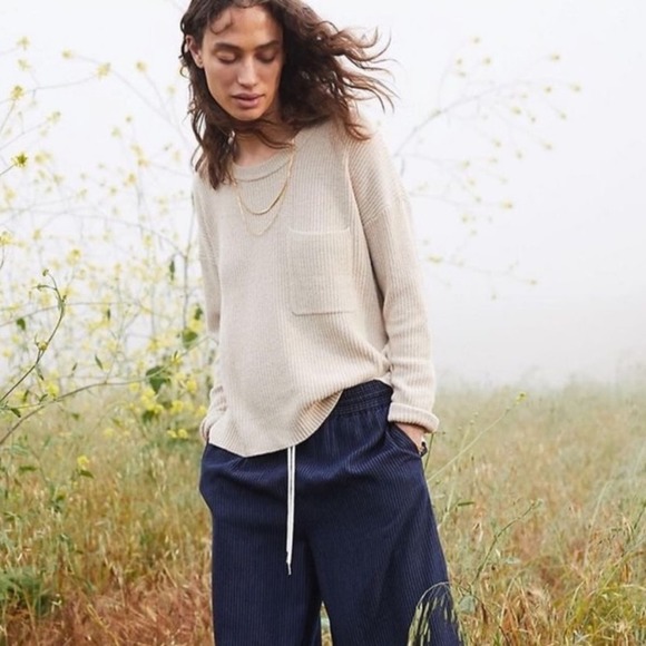 Madewell Sweaters - MADEWELL NWT Thompson Pocket Pullover Sweater Cream Size XS Slouchy Knit